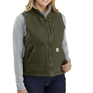 CARHARTT WOMEN'S WASHED DUCK HOODED INSULATED VEST size S